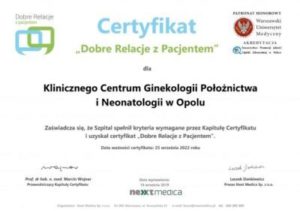 Certificate of good relationship with the patient